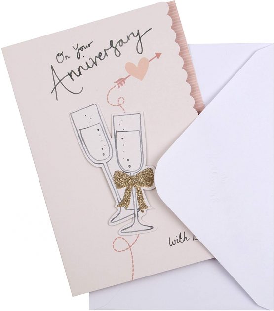 Anniversary Card from Hallmark - 3D Champagne Glass Design - Image 2