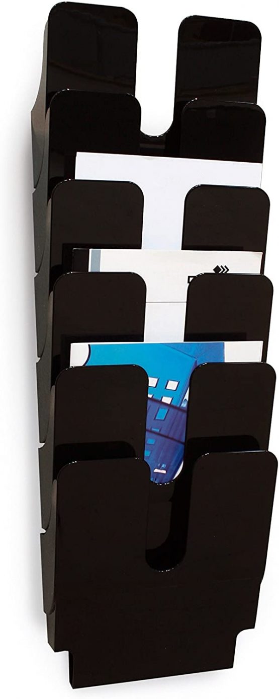 Durable FLEXIPLUS 6 A4 Portrait Literature Holder | Black | Wall Mounted Document Holder | Ideal for Flyers, Brochures, Etc.