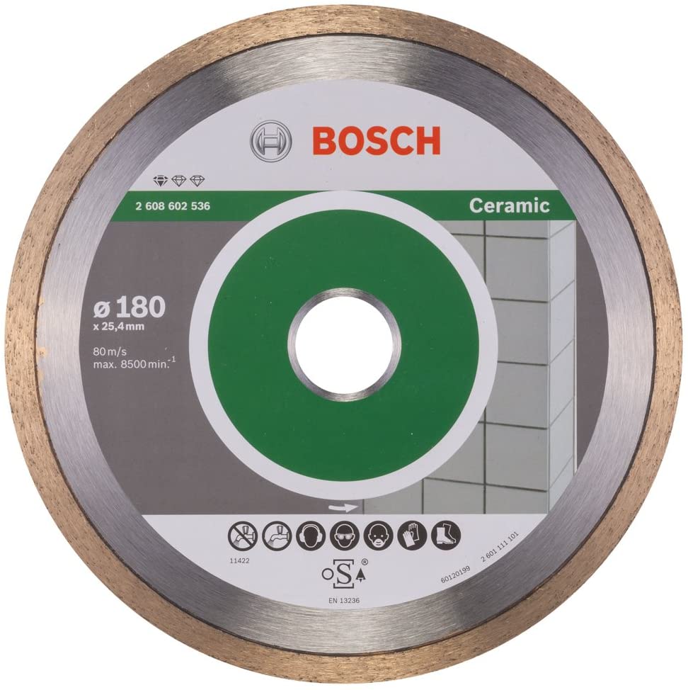 Bosch Professional 1x Diamond Cutting Disc Standard for Ceramic (for Stone Tile, Ceramic, diameter 180 x 25,40 x 1,6 x 7 mm