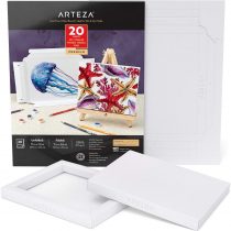 Arteza Mixed Media Sketchbook, Foldable Canvas Pad, 17.8 x 21.8 cm, 20 Sheets, Heavyweight Multimedia Paper, 228 lb, 370 gsm, Acid-Free, Wood Pulp DIY Frames for Painting & Mixed Media Art