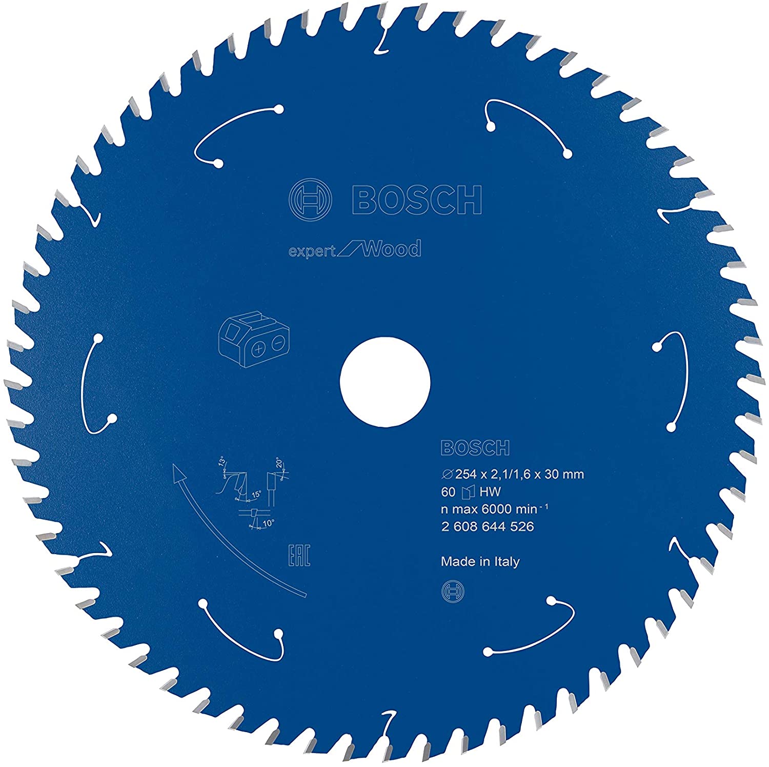 Bosch Professional Circular Saw Blade Expert (for Wood 254 x 30 x 2.1 mm, 60 teeth; Accessories: Cordless Circular Saw) - Image 2