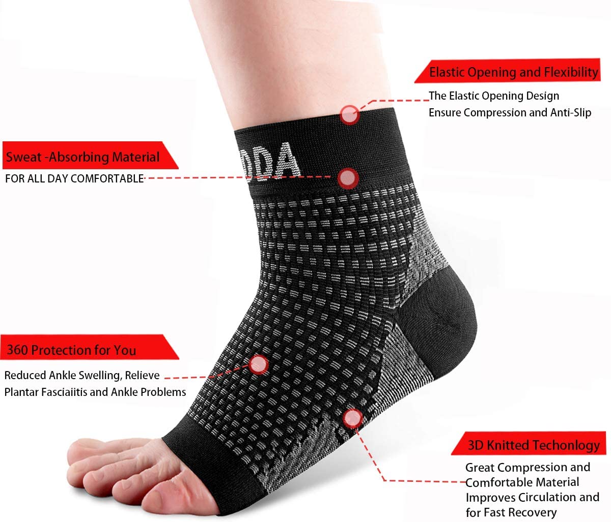 AVIDDA Plantar Fasciitis Socks 2 PAIRS, Compression Foot Sleeves for ...