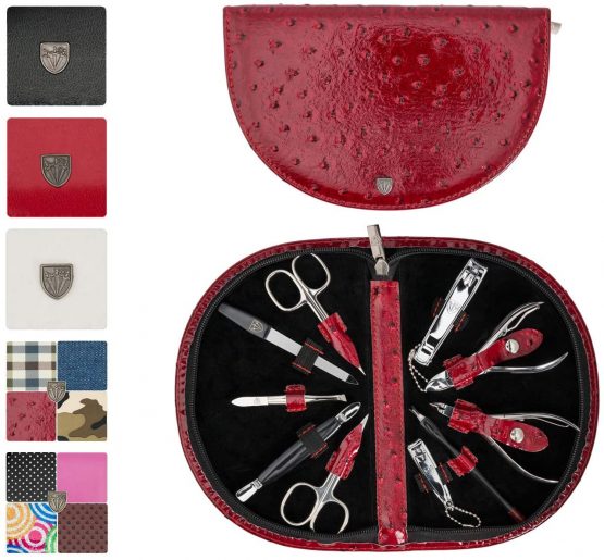 3 Swords Germany - brand quality 10 piece manicure pedicure grooming kit set for professional finger & toe nail care scissors clipper fashion leather case in gift box, Made by 3 Swords (2412)
