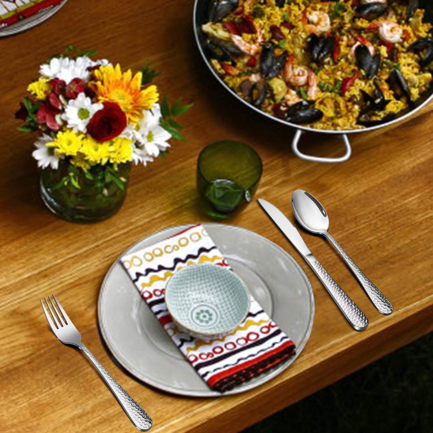 9 Piece Camping Cutlery Set for 1, TeamFar Stainless Steel Portable