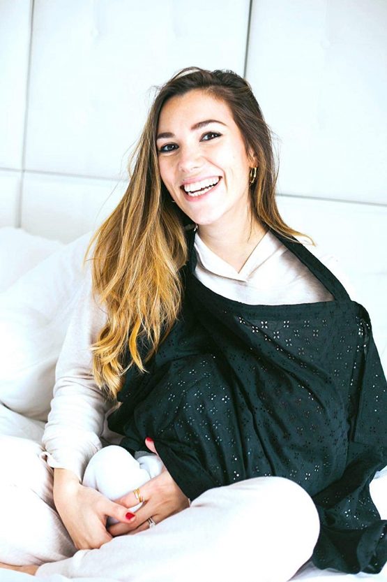 Pure Black Broderie Anglaise Nursing Cover/Breastfeeding Cover - Image 2
