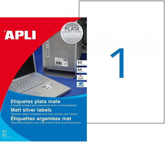 agipa 10071 Nameplate Labels 210 x 297 mm Silver