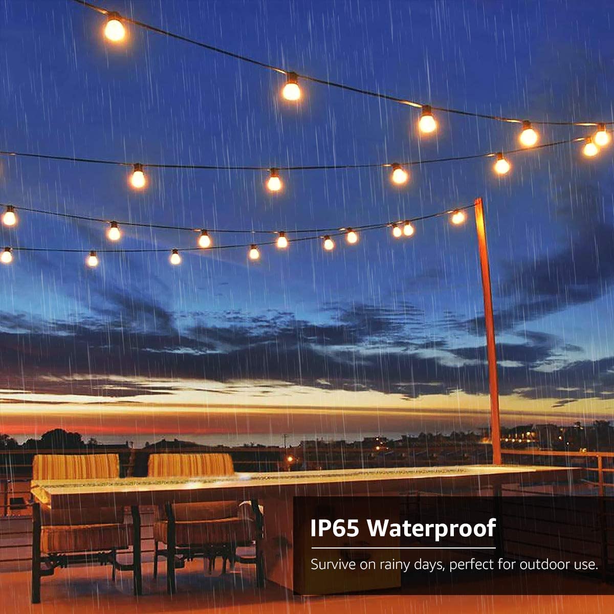Lepro Solar Festoon Lights Outdoor, 25ft 25+1 G40 LED Bulb String Lights, 4 Modes, USB Rechargeable - Image 4