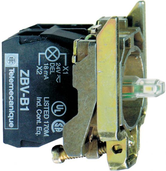 Schneider Electric zb4bw0g63 Harmony Base/structure of the button Bright Integrated LED, 2 °F, 22 mm Diameter, 110 – 120 V, 2 NO, Blue