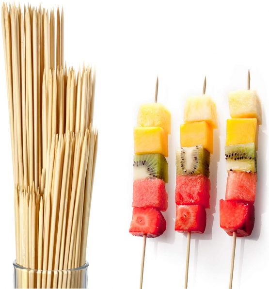 200 Pieces Natural Bamboo Skewers Sticks 3 mm Bamboo Appetizer Cocktail Picks for BBQ, Shish
