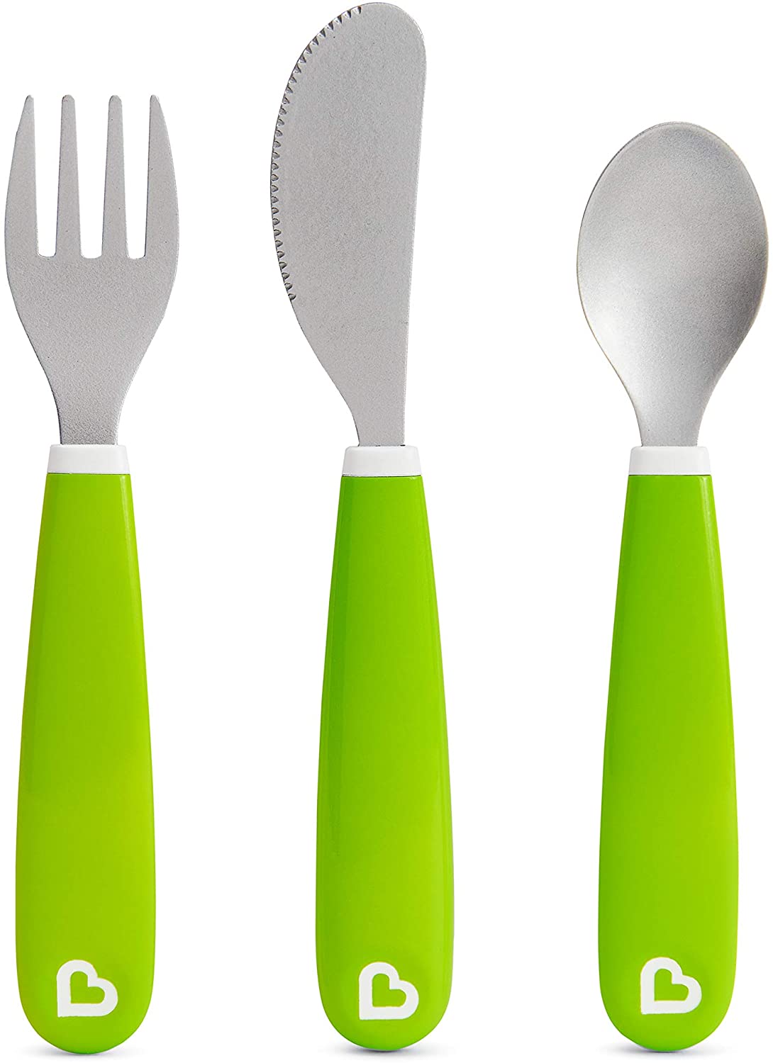 Munchkin Splash Toddler Cutlery Set (Fork, Knife & Spoon), Green, 3 Count (Pack of 1)