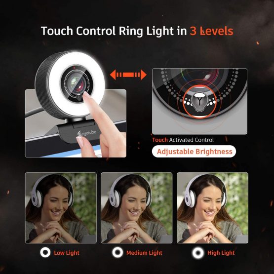 Angetube Streaming HD Webcam 1080P With Ring Light, 967 USB PC Autofocus Web Camera With Dual Microphone,Video Cam for Mac Windows Laptop Conferencing Gaming Xbox Skype OBS Twitch Youtube Xsplit - Image 2