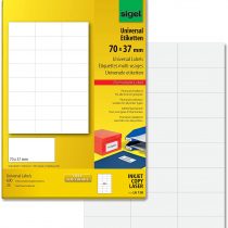SIGEL LA138 Universal Permanent Labels, white, 7 x 3.7 cm, 600 lbl = 25 sheets, white