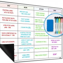 WallDeca Weekly Dry Erase Board - with 4 Color Markers and A Bonus Eraser, 43 x 30 cm Magnetic Weekly Calendar for Fridge - Ideal to Plan Your Tasks