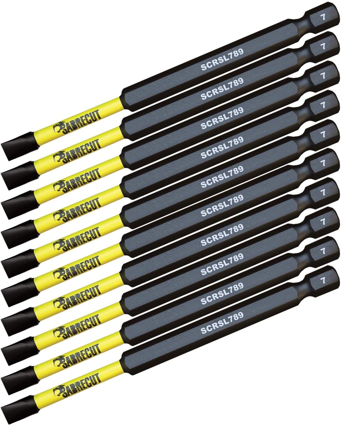 10 x SabreCut SCRSL789_10 89mm SL7 Slotted Magnetic Impact Screwdriver Driver Bits Set Single Ended Heavy Duty - Image 2