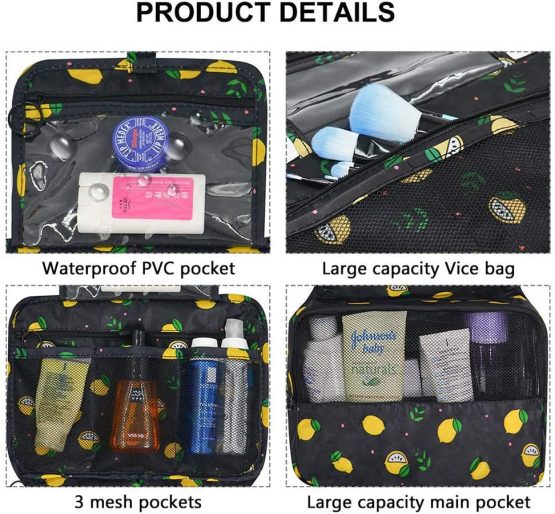 Hanging Travel Toiletry Bag,Wash Bag Portable Make Up Bag for Women,Large Capacity Cosmetic Bag Perfect for Travel/Daily Use - Image 3