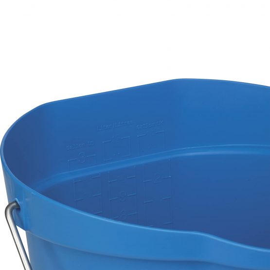 Vikan 56863 Durable Polypropylene Hygiene Bucket/Pail, Stainless Steel Handle, 12 Litre, Blue - Image 3