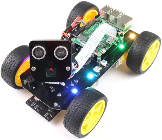 Freenove 4WD Smart Car Kit for Raspberry Pi 4 B 3 B+ B A+, Face Tracking, Line Tracking, Light Tracing, Obstacle Avoidance, Colorful Light, Ultrasonic Camera Servo Wireless RC