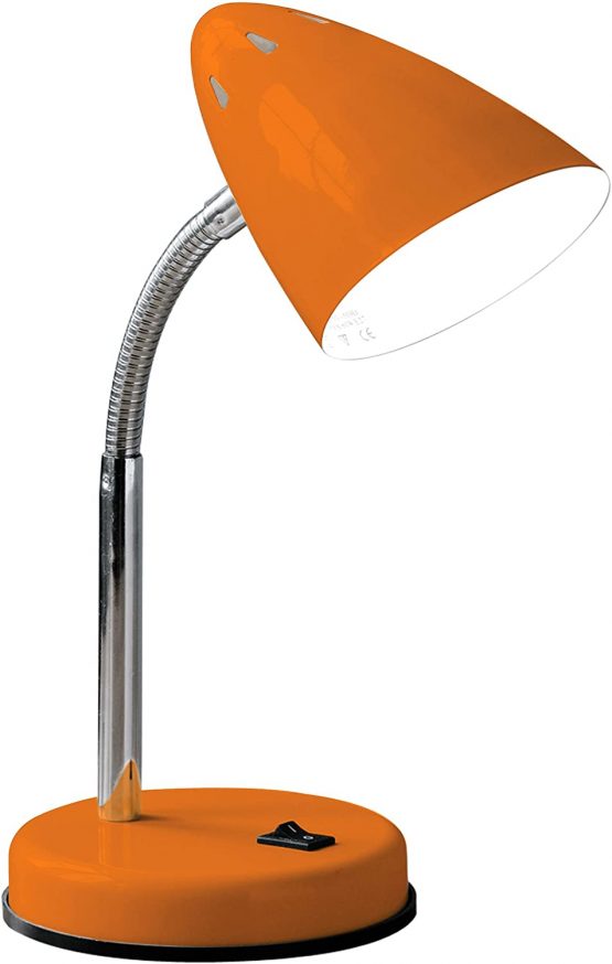 Premier Housewares Bedside Table Lamp Orange Gloss Desk Lamps Metal Reading Light Spot Light Book Light Desk Lamp - orange gloss 36.5 x 13 x 13 cm