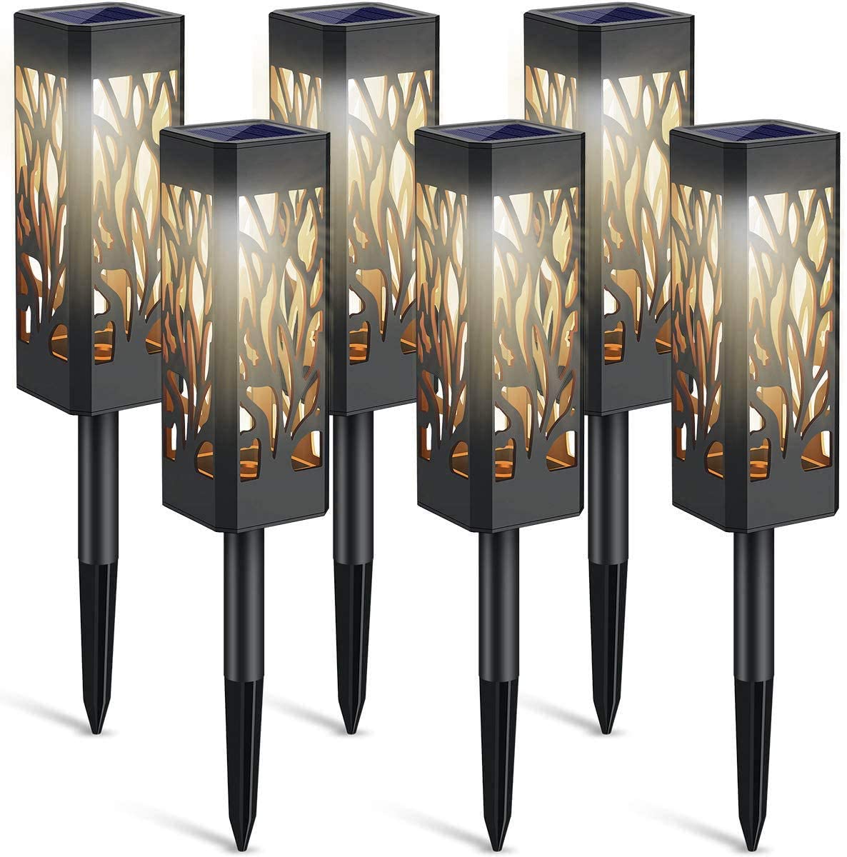 WdtPro Solar Lights Outdoor Garden, 6 Pack Garden Lights Solar Powered Waterproof with Warm White LED Lights