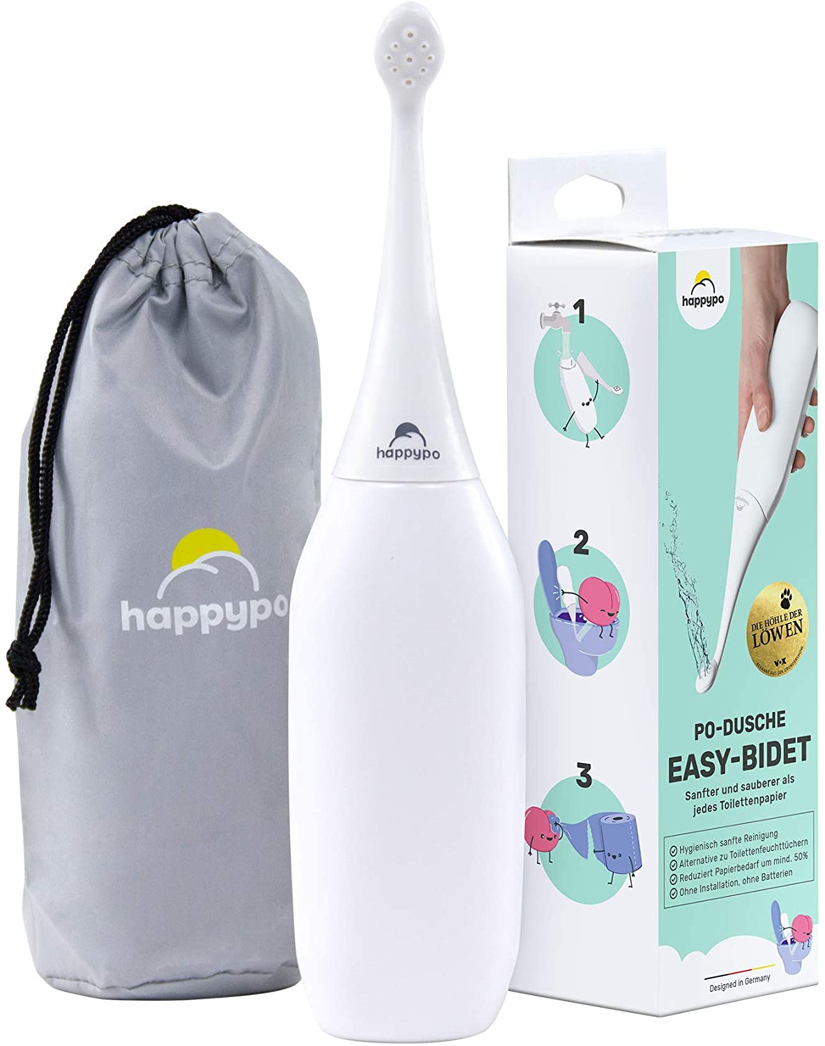 The Original HAPPYPO Portable Bidet (Color: White) for Travel known from German Dragons' Den