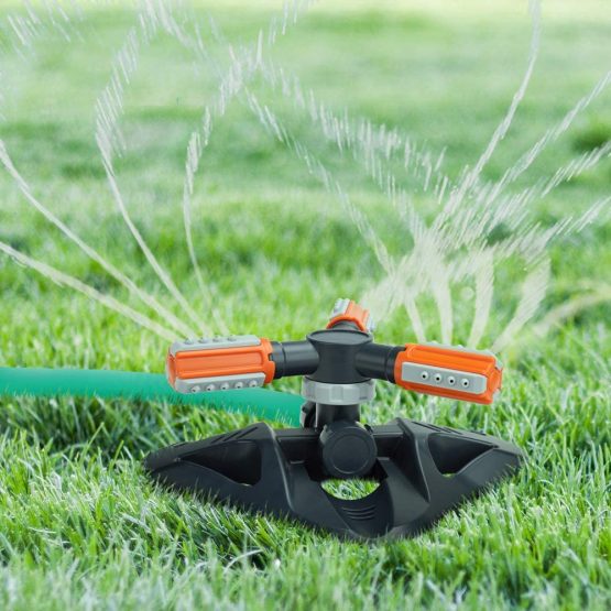 HERZO Garden Sprinklers, Automatic 360° 3 arms rotating Sprinkler system, adjustable effluent form and water volume,wide sprink area - Image 4