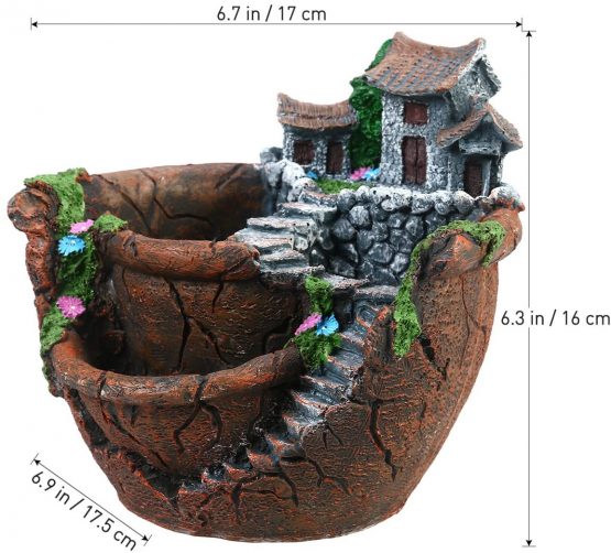 BESTOMZ Artificial Flowers Succulent Plants Mini Fairy Garden with Sweet House for Decoration - Image 4