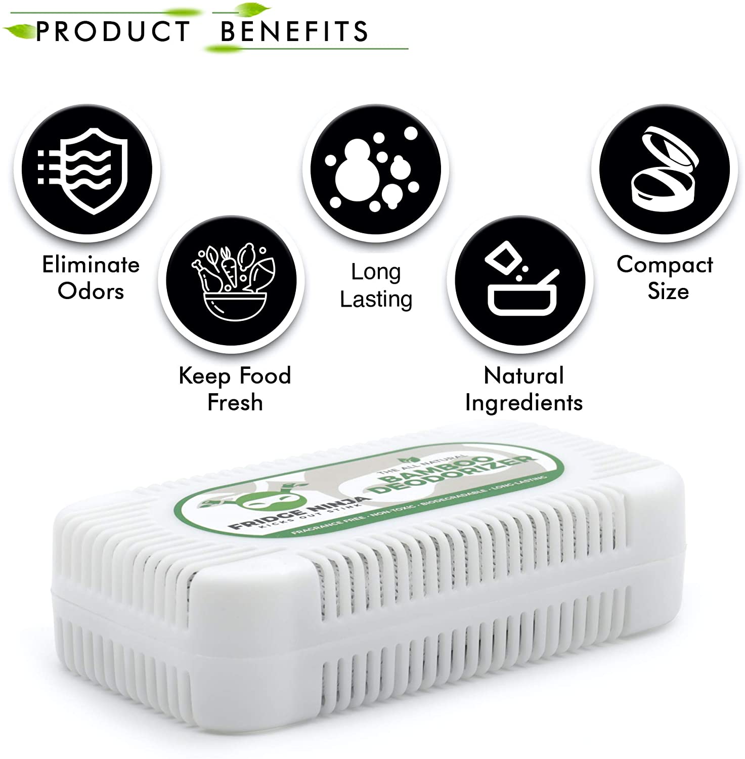 Fridge Ninja Fridge Deodoriser and Freshener, Natural & Unscented Activated Charcoal, Lasts Up to 12 Months, Odour Eliminator - Image 2