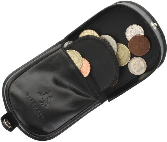 Visconti Monza Collection Vegetable Tanned Leather Tray Coin Purse TRY5 Black - Image 3
