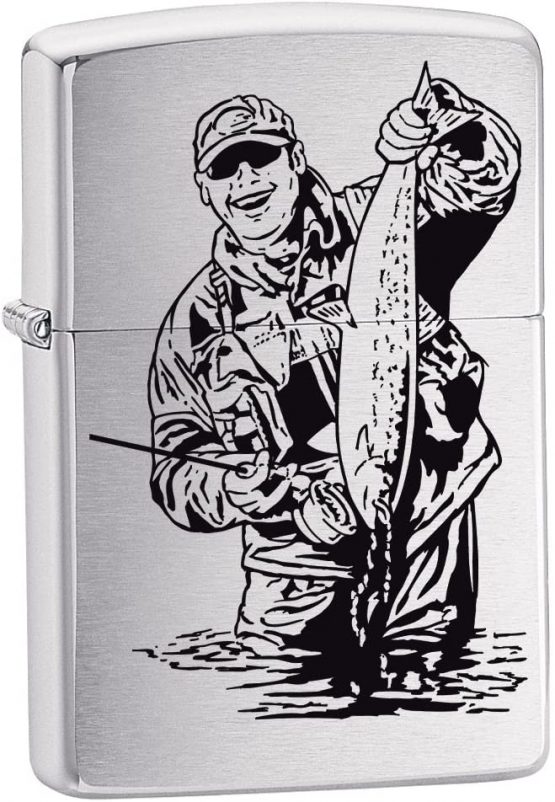 Zippo Fisherman Lighter - Brushed Chrome