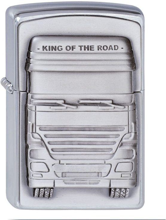 ZIPPO Unisex Adult TRUCKERS - KING OF THE ROAD EMBLEM WINDPROOF POCKET LIGHTER - Chrome