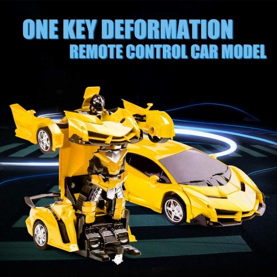 Highttoy Remote Control Cars for Kids Ages 3-12,Transforming Toys for Boys Girls 2 in 1 Deformation RC Car 360° Rotation Transforming Robot Car Toy for Kids Birthday Gifts for Boys Girls Yellow - Image 3