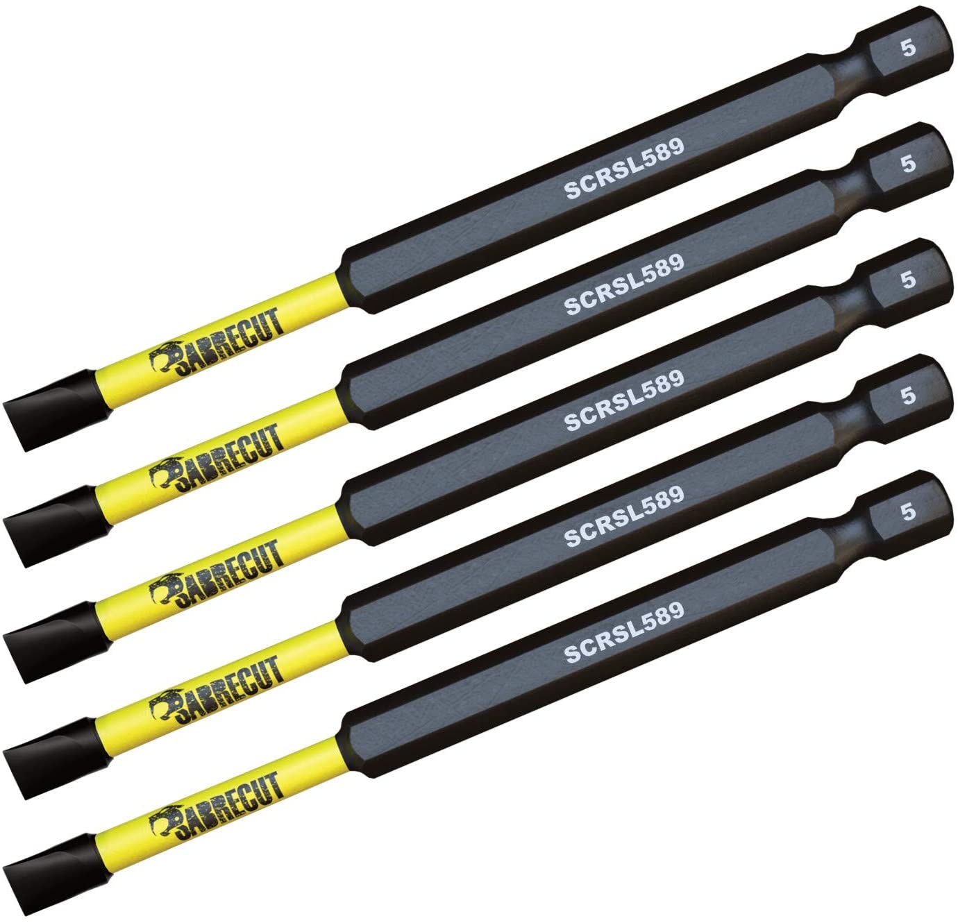 5 x SabreCut SCRSL589_5 89mm SL5 Slotted Magnetic Impact Screwdriver Driver Bits Set Single Ended Heavy Duty - Image 2