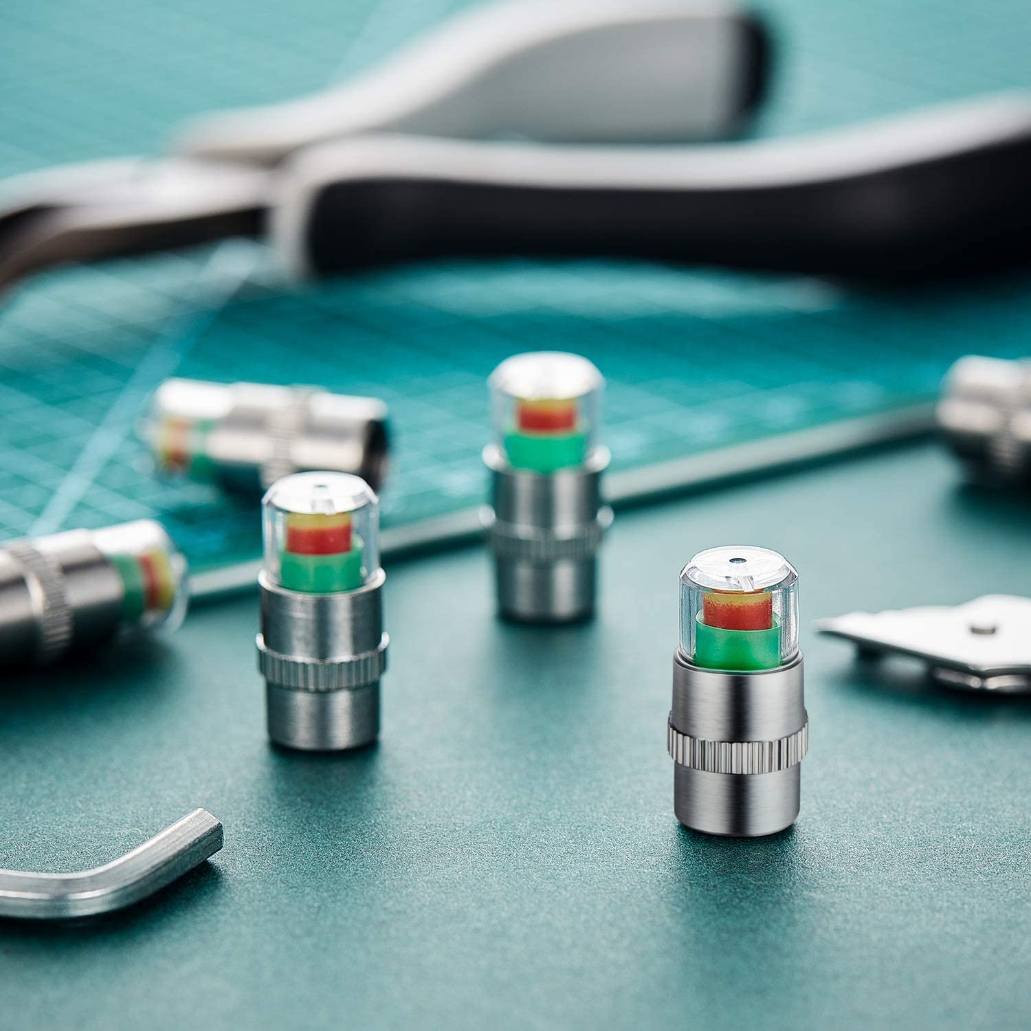 12 Pieces Tire Pressure Monitor Valve Stem Caps Tire Pressure Gauge Warning Cap Pressure Monitor