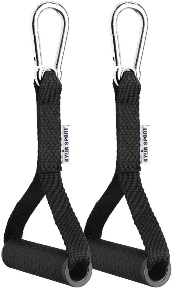 KYLIN SPORT Exercise Resistance Bands Handle Cable Machine Attachments Strong Nylon Webbing Resistance Bands Handles Grips Fitness Strap Stirrup Handle Cable Attachment