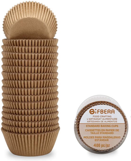 Gifbera Natural Standard Cupcake Baking Cases Odorless Paper Cups 400-Count