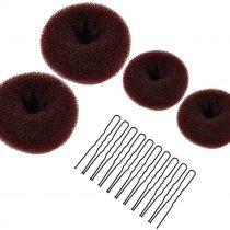 Donut Bun Maker,MORGLES Hair Bun Donut 4pcs Hair Bun Maker Brown With Large Bobby Pins Black 10pcs