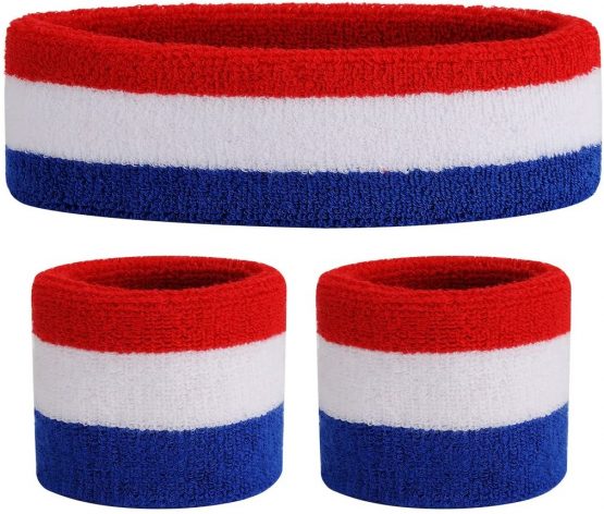 ONUPGO Kids Sweatbands Headband Wristband Set - Athletic Cotton Sweat Band for Sports (1 Headband + 2 Wristbands)