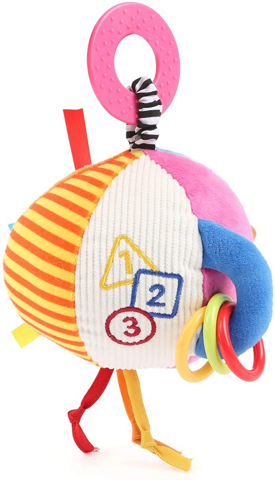 Small Foot 11425 Colourful Plush, Baby Rattle, Activity Ball, Infant's Toy, Multicolored - Image 3