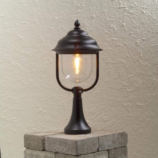 Konstsmide Parma Post Outdoor Light Gate Post / 1 x 75 W E27 Max Bollard / Clear Acrylic Globe / Aluminium / IP43 / Outside Light Matt Black, 7224-750 - Image 2