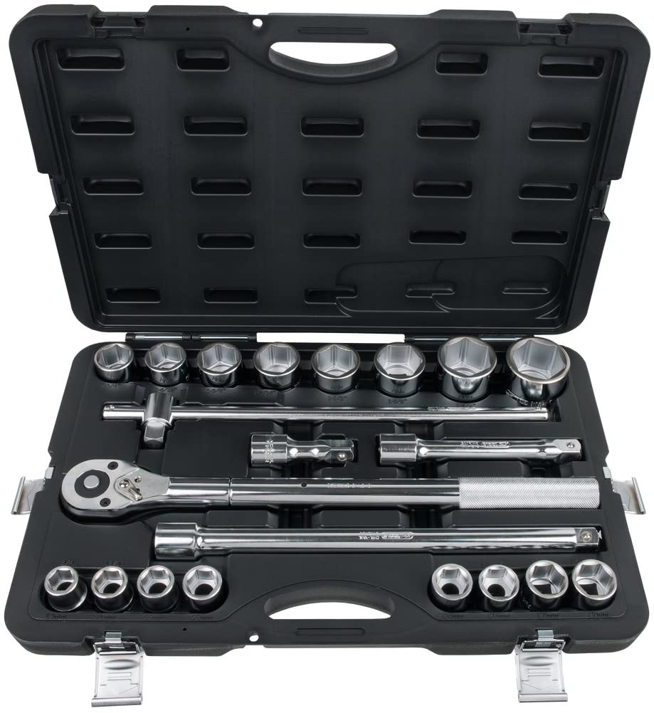 KS Tools 911.0721 3/4-inch Classic Socket Set (21 Pieces), Red, Black, 3/4"