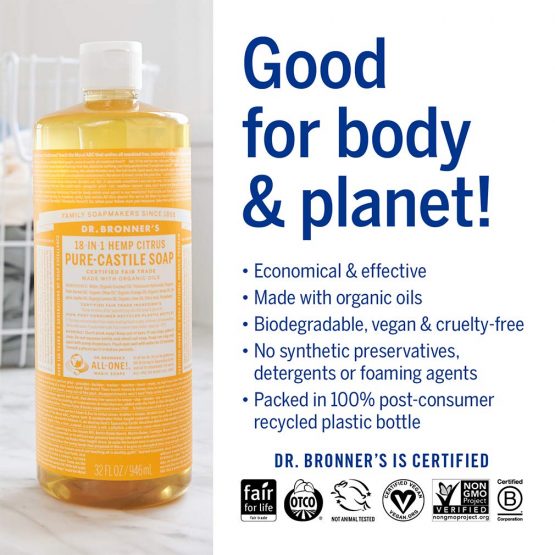 Dr Bronner Organic Citrus Castile Liquid Soap 237ml - Image 4
