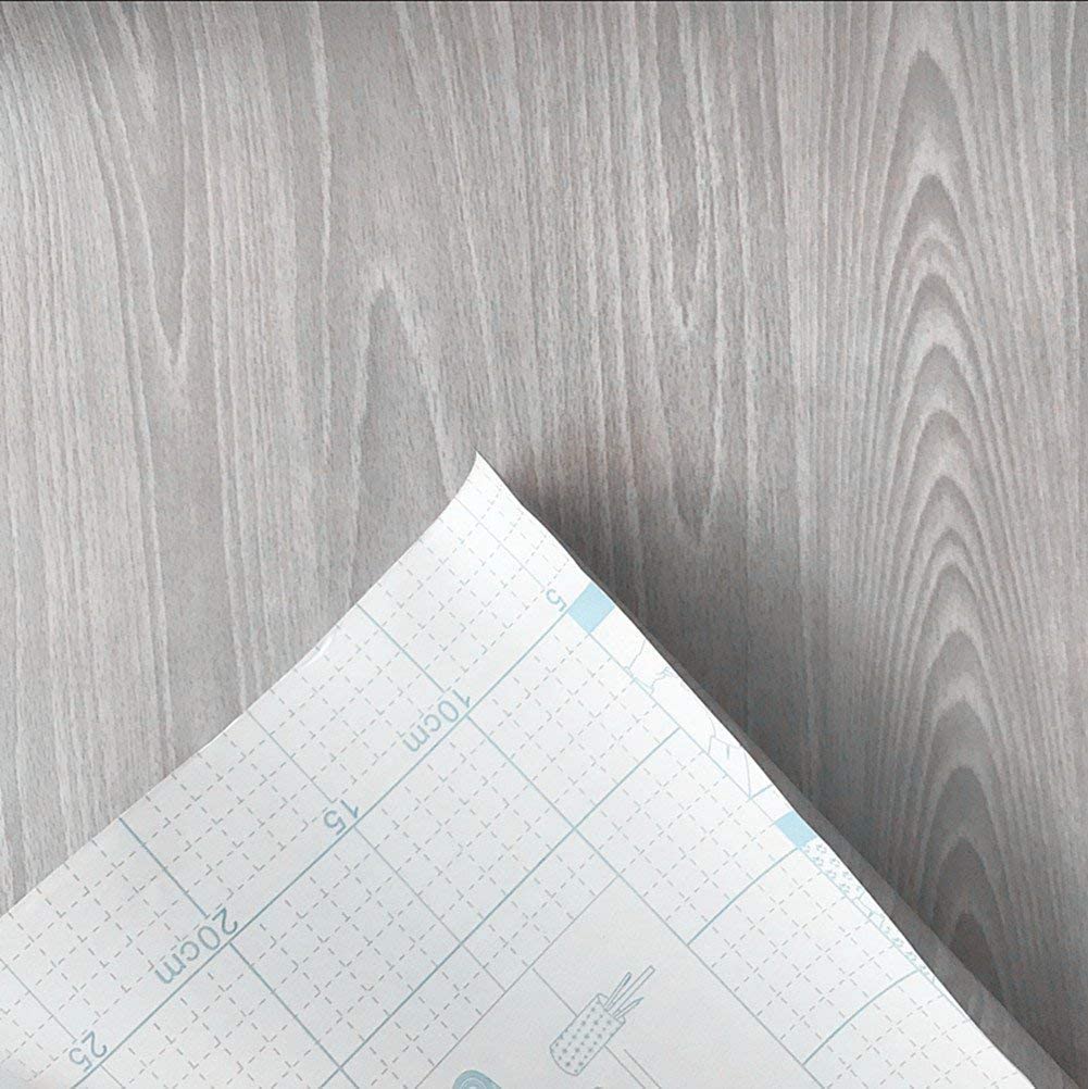 Grey Wood Grain Paper Self Adhesive Peel Stick Film Counter Top Covering Furniture Cabinets Wardrobe Shelf Liner Wallpaper Sticker Waterproof Easy To Remove (3.3Meter/10.8Ft) - Image 4