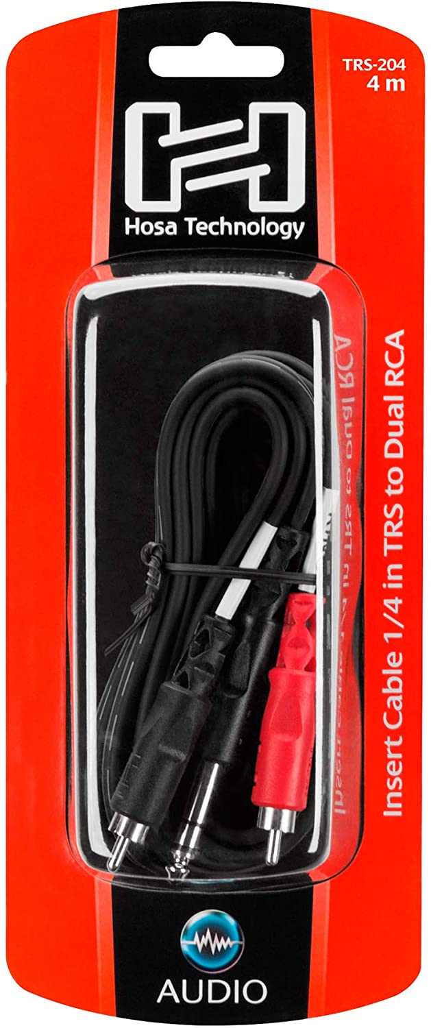 HosaTech TRS-204 4m 1/4 inch TRS to Dual RCA Insert Cable, Black, 13.1' - Image 3