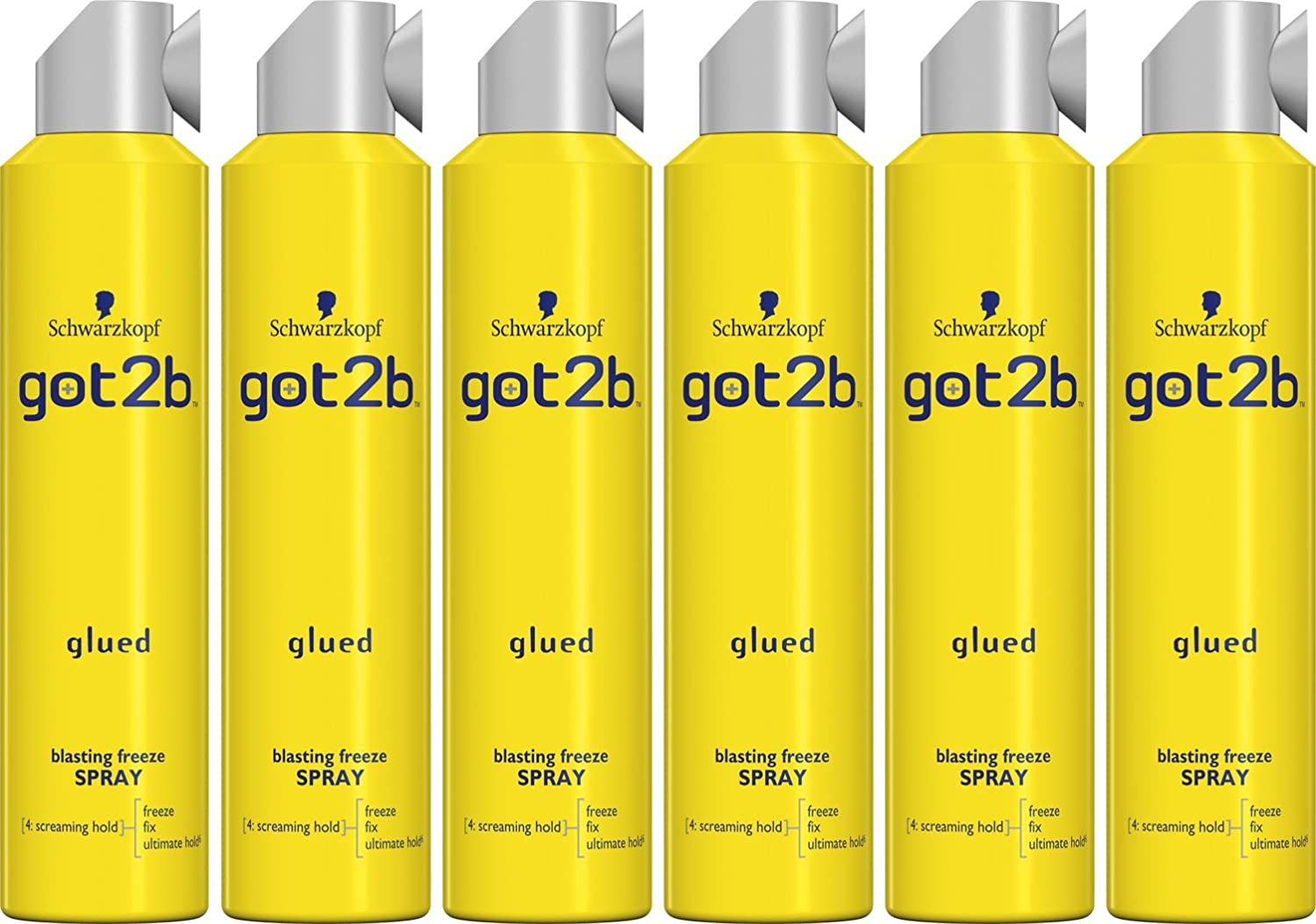 Schwarzkopf got2b Glued Blasting Freeze Spray, Strong hold Hairspray for Up to 72 Hours, Vegan, Silicone Free, 300 ml - Pack of 6 - Image 3
