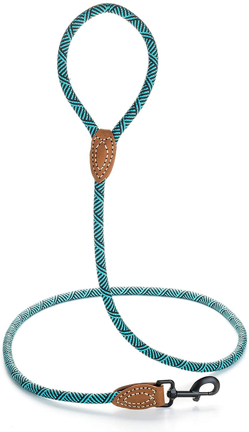 Mile High Life Rope Leash with Genuine Leather Connection, 6 FT/5 FT/4 FT, Heavy Duty Leash for Medium & Large Dogs(Green,48 Inch-1/2") - Image 3