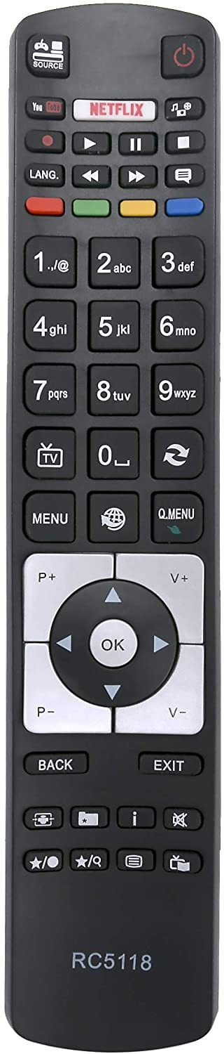 VINABTY RC5118 Remote Control Compatible for Hitachi Digihome Alba Polaroid FINLUX Bush ED3202HD ED4300FHD LCD32880HDF 42HZC663D 40HE1511-B 55HGW69-H 32HB1S66I 42HZC66T3D 40HE1511-W