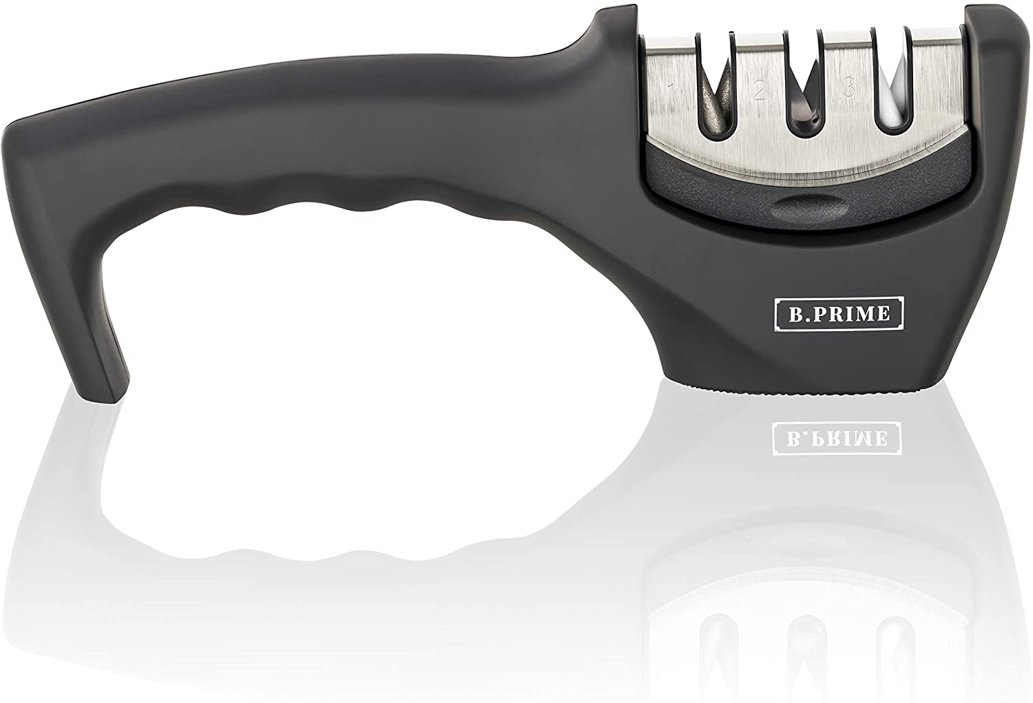 B.PRIME Classic Manual Knife Sharpener - Professional 3-Stage Knife Sharpening System