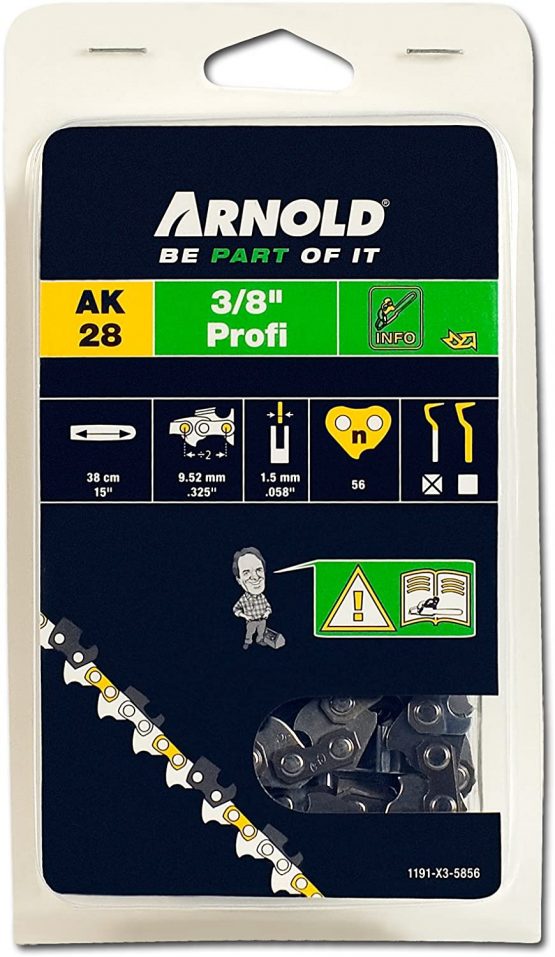 Arnold Profi 1191-X3-5856 Sawing Chain 3/8 Inch 1.5 mm 56 Drive Links 38 cm bar