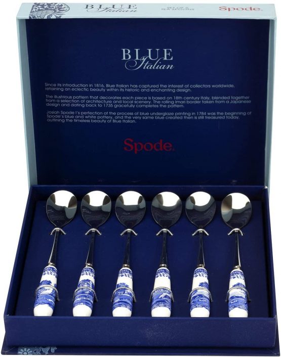 Portmeirion Home & Gifts Tea Spoons S/6, Blue & White, 15cm - Image 2