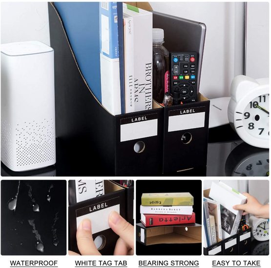 HINATAA File Magazine Holder,5 PCS Kraft Paper Magazine Rack Files Folder,Storage Organiser Sorter Storage Shelf Excellent for School Dormitory,Office,Home Files Storage (Black) - Image 3
